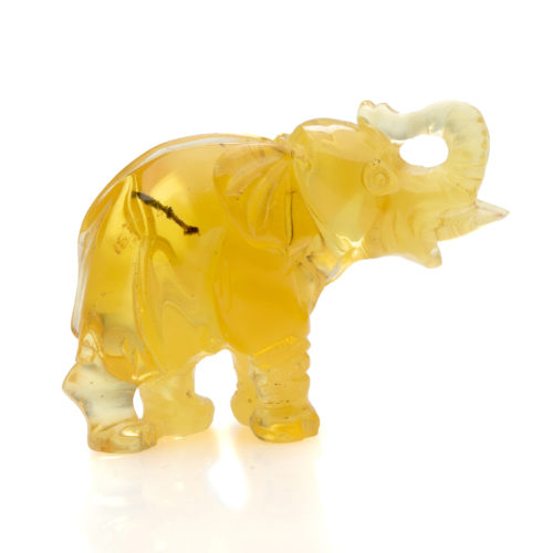 Bernstein-Elefant Gelblich mit Pflanzeneinschluss